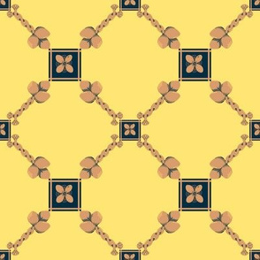 Spoonflower Trellis in Navy Blue and Yellow