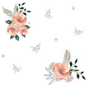 8" Sweet Dreams Baby Girl / Grey & Peach Florals
