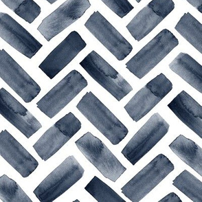 watercolor herringbone - navy