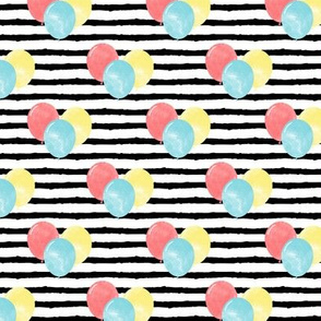 balloons on stripes - red, yellow, blue