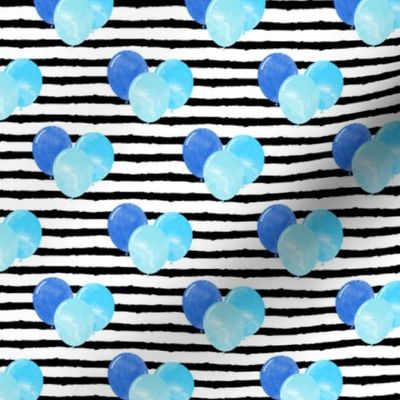 balloons on stripes - blue