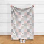 Boho Baby Girl Quilt - pink grey and cream linen