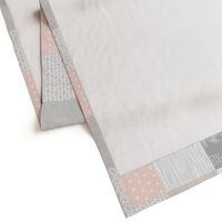 Boho Baby Girl Quilt - pink grey and cream linen