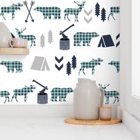 plaid animals navy mint and grey buffalo check boys room nursery fabric