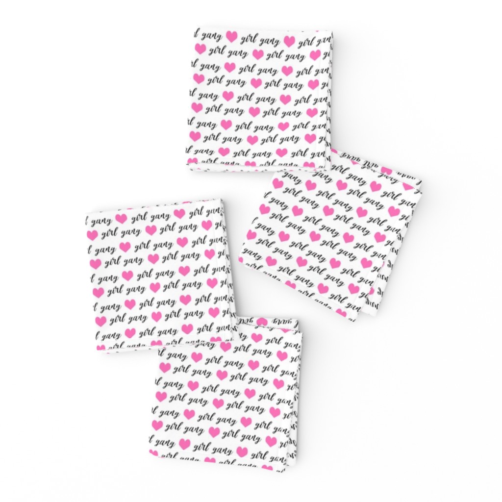 girl gang fabric hearts and text cute girls fabric tiny version