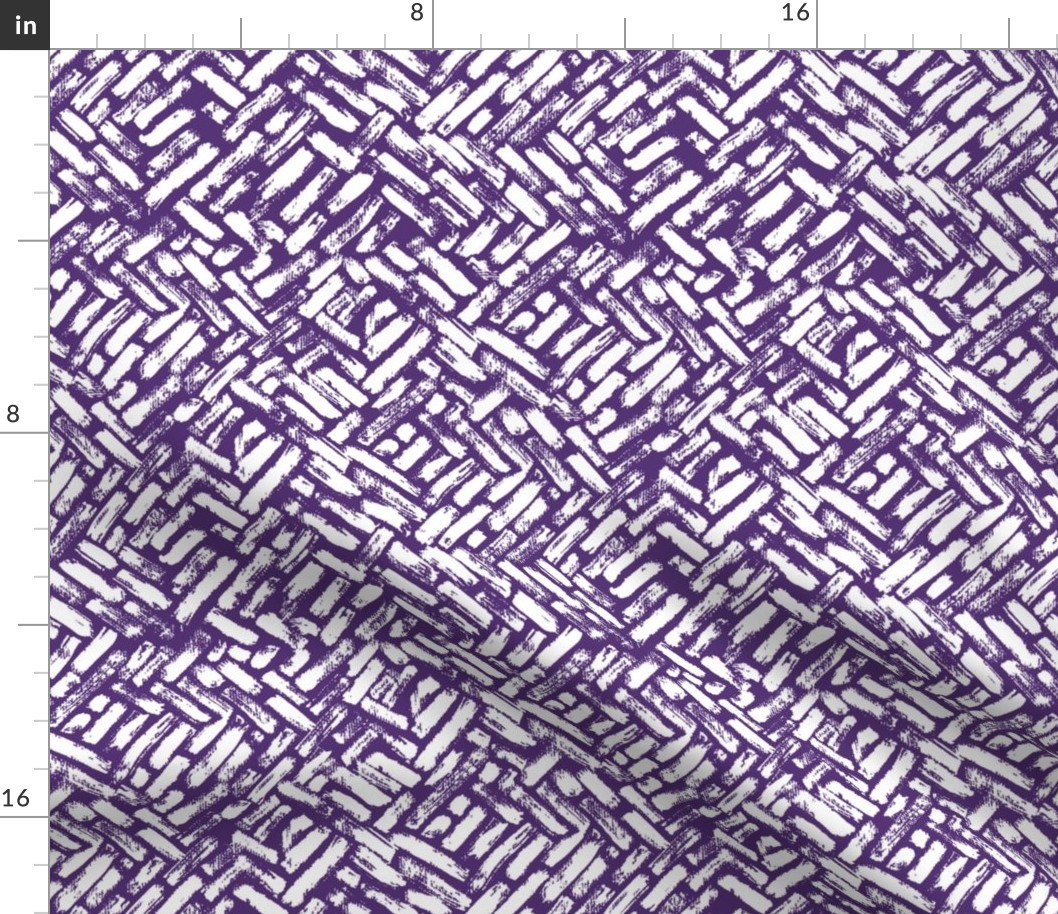Brushstrokes Painterly Woven Weave Basket Chevron Pattern White and Purple
