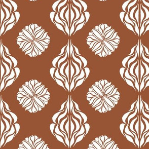 SINGAPORE FLORAL  Warm Brown and White 