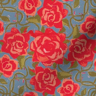 Twining Red Roses Textured