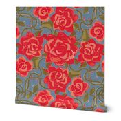 Twining Red Roses Textured