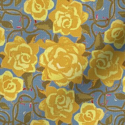 Twining Yellow Roses Textured