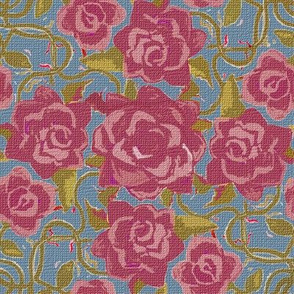 Twining Burgundy Roses Textured