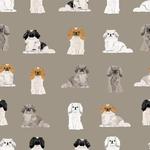 pekingese fabric - dogs pet dog design cute coat colors dog fabric - medium brown
