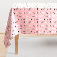 pekingese fabric - dogs pet dog design cute coat colors dog fabric - blossom pink