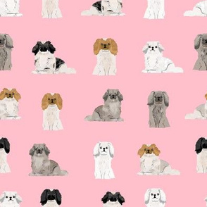 pekingese fabric - dogs pet dog design cute coat colors dog fabric - blossom pink