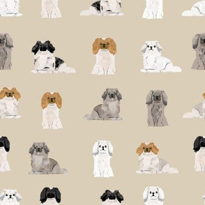 pekingese fabric - dogs pet dog design cute coat colors dog fabric - sand