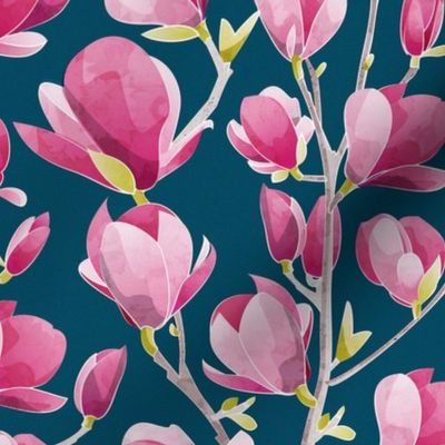 Normal scale // Magnolia Spring Bloom 1 // navy background