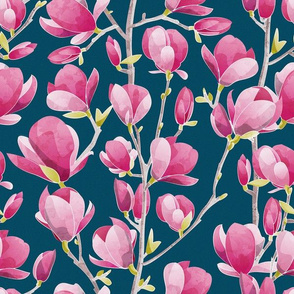 Normal scale // Magnolia Spring Bloom 1 // navy background