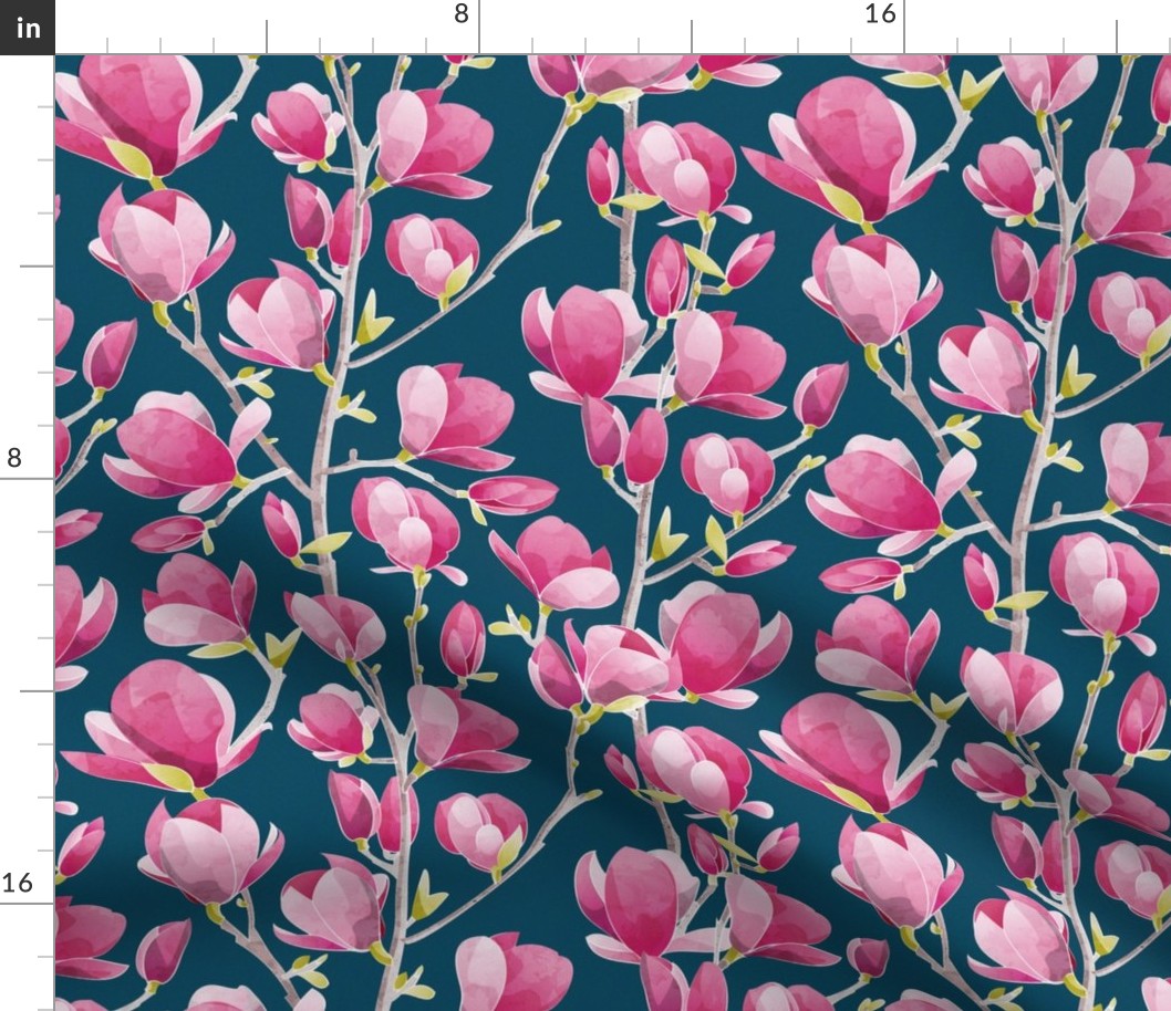 Normal scale // Magnolia Spring Bloom 1 // navy background