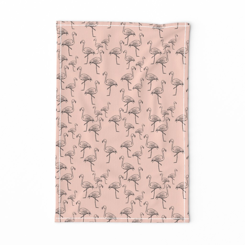 Flamingos on Peach - Smaller Size