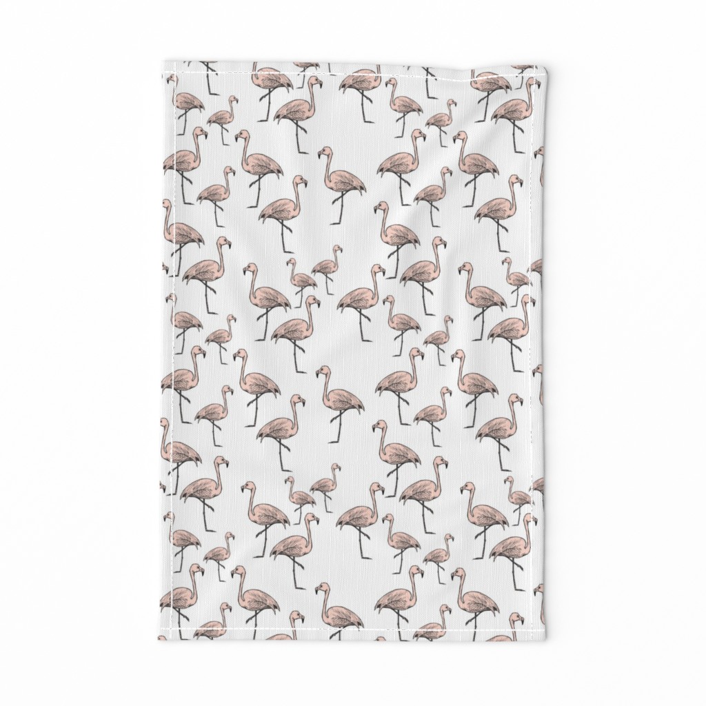 Pink Flamingos on White - Smaller Print