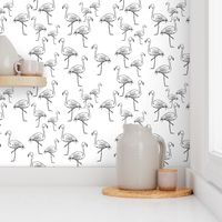 Black and White Flamingos - Smaller Size