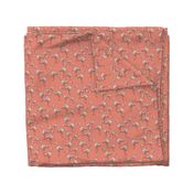 Peachy Pink Flamingos on Darker Peach Background - Smaller Size