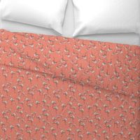 Peachy Pink Flamingos on Darker Peach Background - Smaller Size