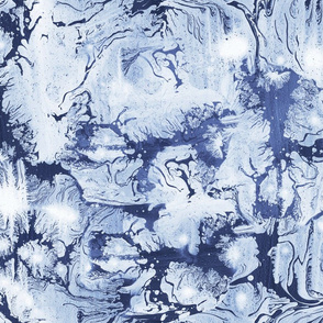 Abstract Paint Swirls Indigo Blue