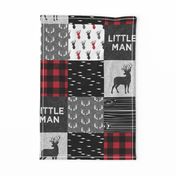 little man - red and black deer (buck) quilt woodland