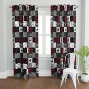 little man - red and black deer (buck) quilt woodland