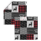little man - red and black deer (buck) quilt woodland
