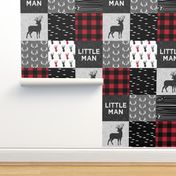 little man - red and black deer (buck) quilt woodland