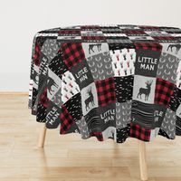 little man - red and black deer (buck) quilt woodland