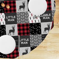 little man - red and black deer (buck) quilt woodland