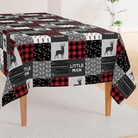 little man - red and black deer (buck) quilt woodland