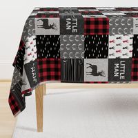 little man - red and black deer (buck) quilt woodland