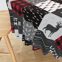 little man - red and black deer (buck) quilt woodland