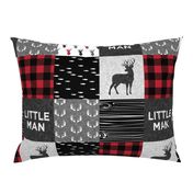 little man - red and black deer (buck) quilt woodland