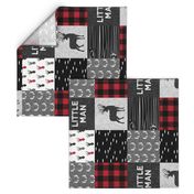 little man (90) - red and black deer  (buck) quilt woodland