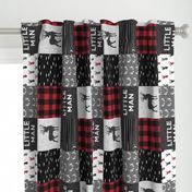 little man (90) - red and black deer  (buck) quilt woodland