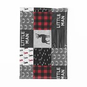 little man (90) - red and black deer  (buck) quilt woodland