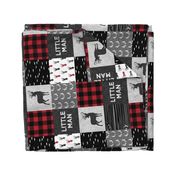 little man (90) - red and black deer  (buck) quilt woodland