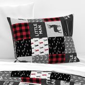 little man (90) - red and black deer  (buck) quilt woodland