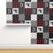 little man (90) - red and black deer  (buck) quilt woodland