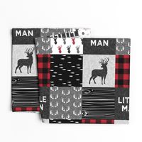 little man (90) - red and black deer  (buck) quilt woodland