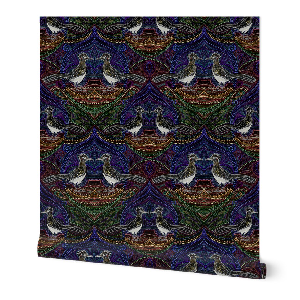 Desert roadrunner damask