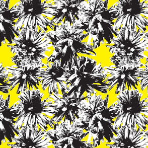 Paper Flowers - Graphic - Photography - Yellow - Black - White