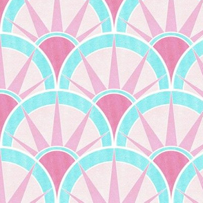 Pastel Pink and Blue Fancy Art Deco Fan