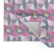 pink and gray pentagons