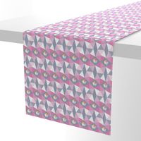 pink and gray pentagons